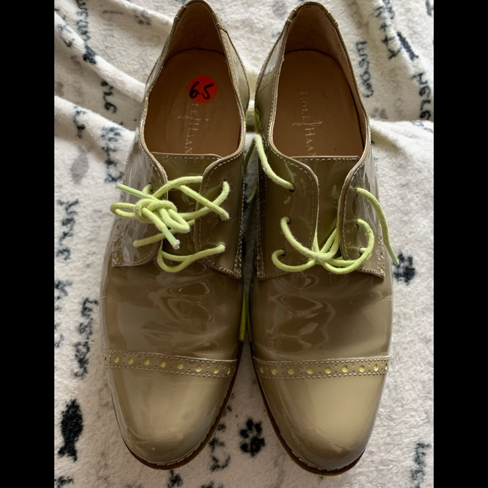 Cole Haan woman’s tip Oxford wingtips patent leather lace up shoes size 6.5